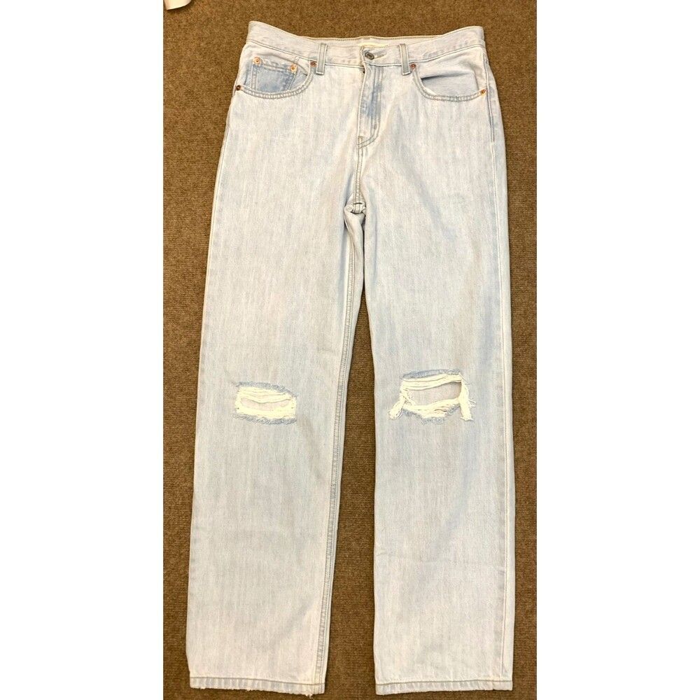 Levis Jeans Womens 29 Low Pro Straight Leg Distressed Light Wash Y2K Denim